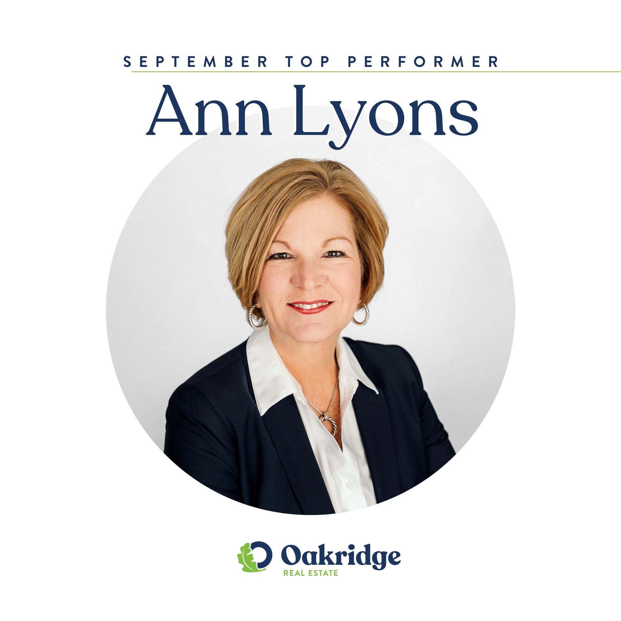 Ann Lyons September Top Performer | Oakridge Real Estate